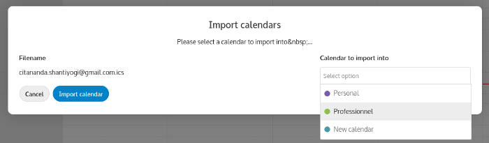 Import d'un calendrier sur NextCloud