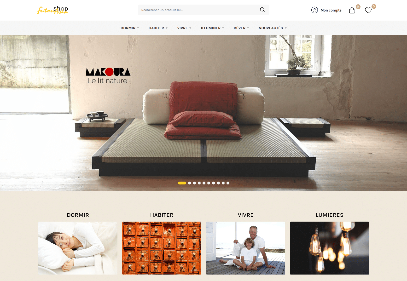 Page d'accueil futon shop