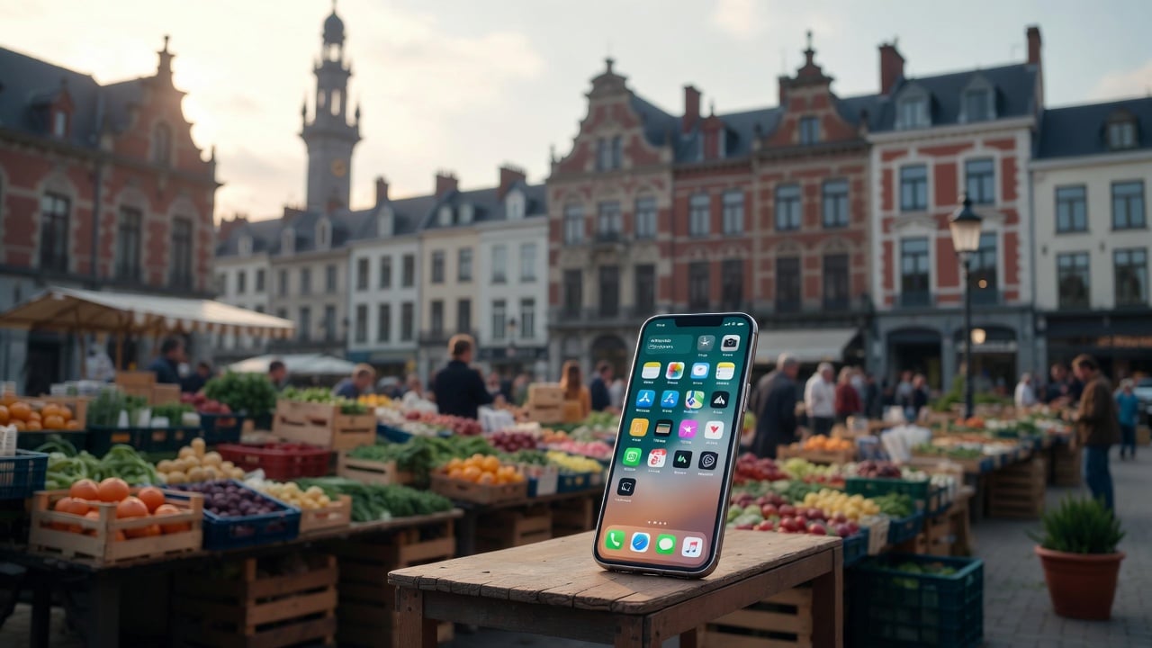 Paysage urbain belge illustrant le marché mobile local