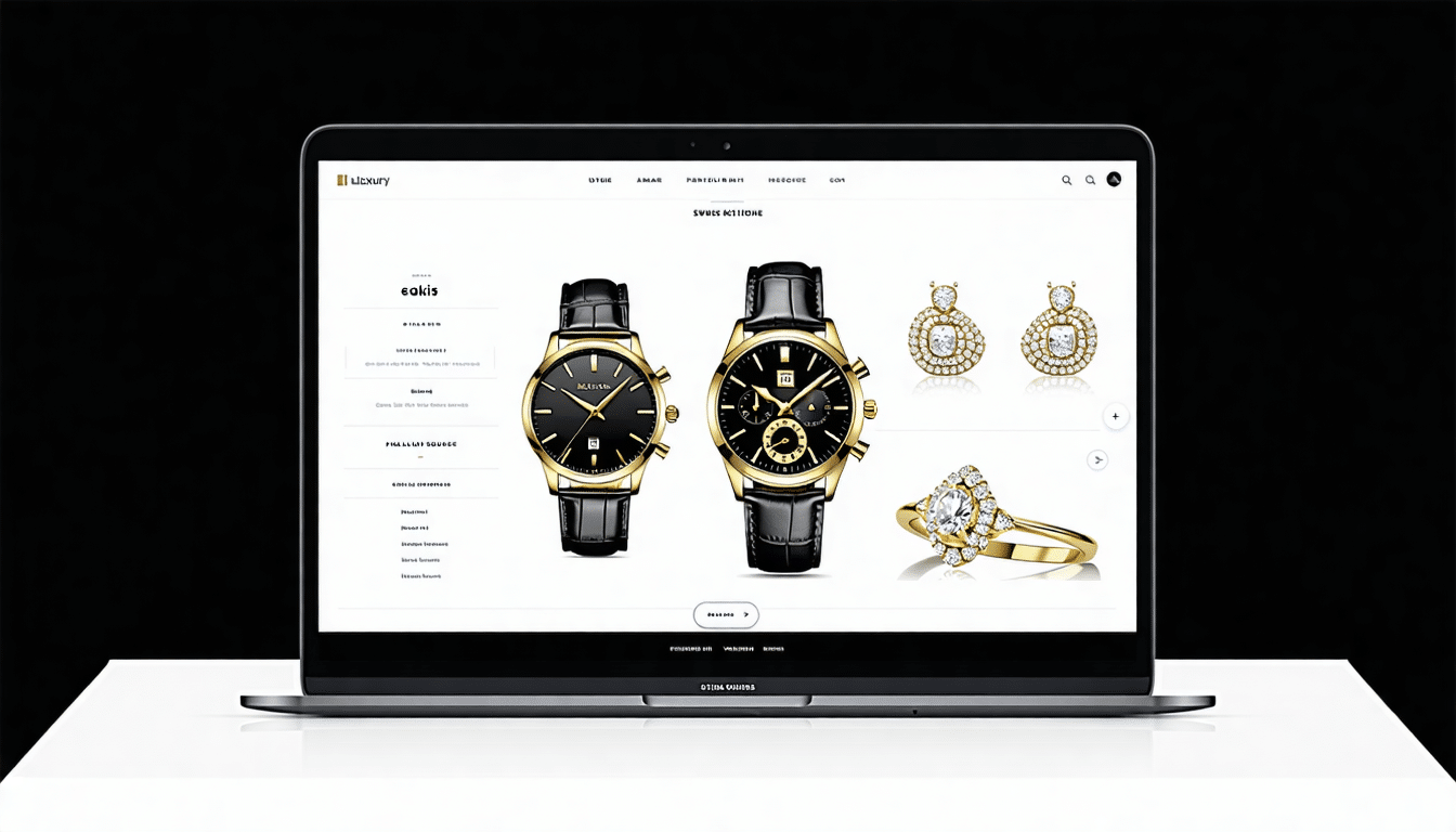 Luxury-Swiss-watch-and-jewelry-marketplace-interface-on-premium-laptop-elegant-modern-design-high-end-e-commerce-platform-professional-photography-sophisticated-lighting-4k-quality-detailed-UI-elements-Swiss-precision-aesthetic