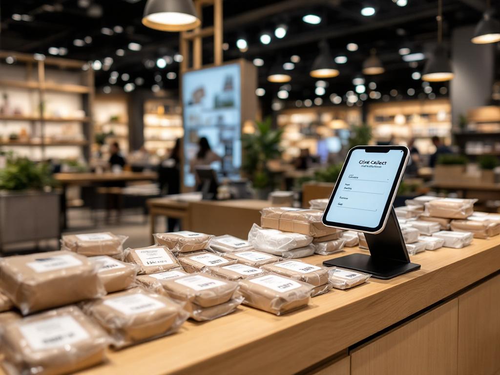 Zone de retrait click & collect moderne dans un magasin retail