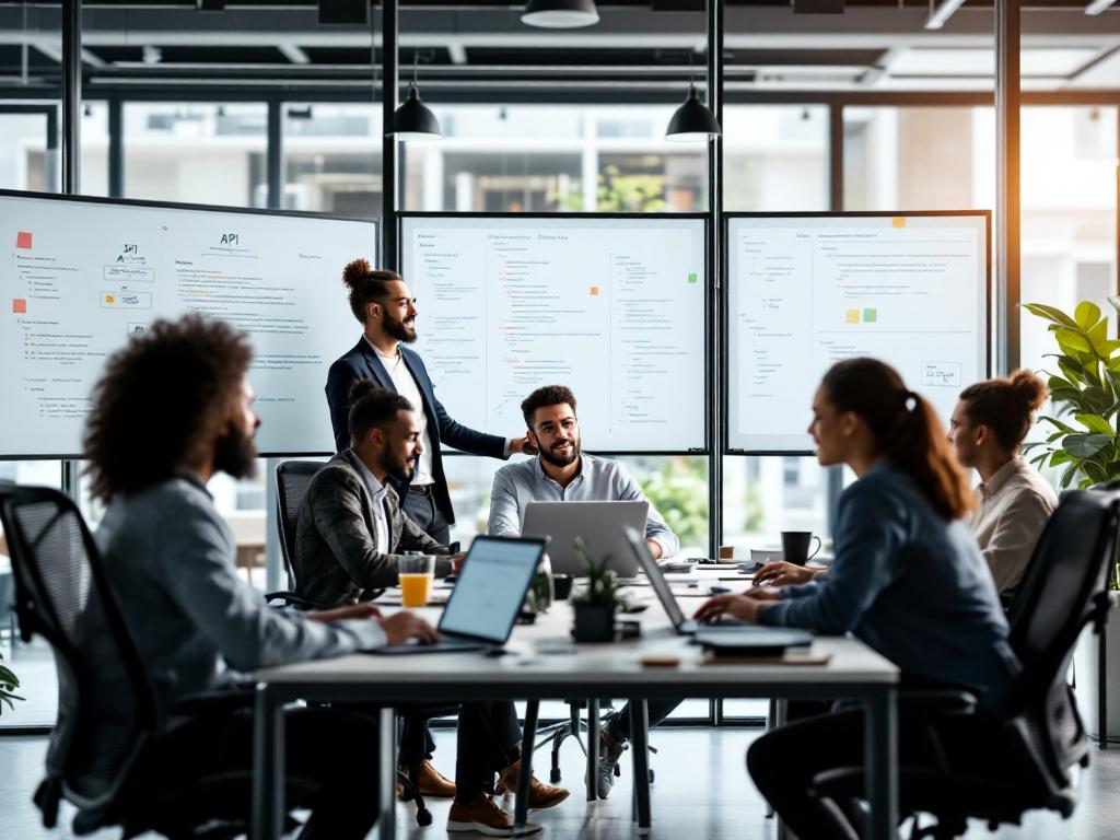 Équipe de développement collaborant sur un projet e-commerce API-first