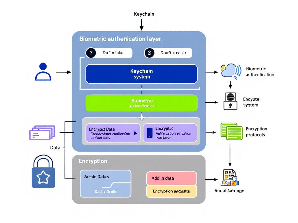 Architecture de sécurité iOS avec Keychain et authentification biométrique