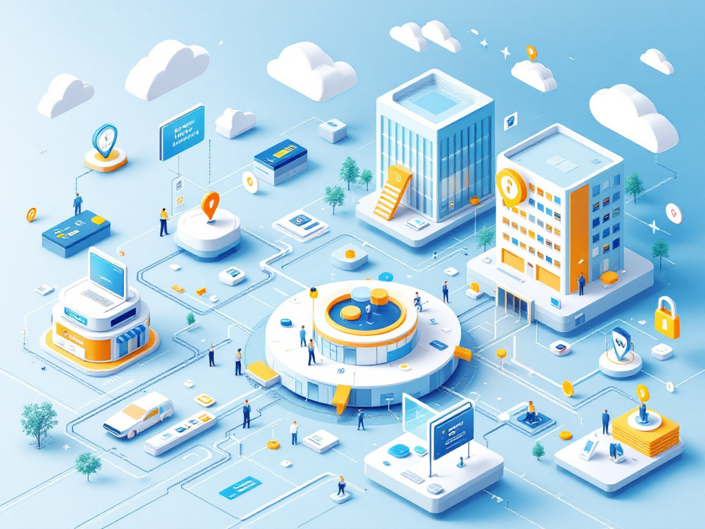 Modern-financial-technology-infrastructure-for-e-commerce-marketplace-digital-payment-flows-visualization-European-regulatory-compliance-concept-clean-professional-design-high-quality-detailed-4k-isometric-illustration