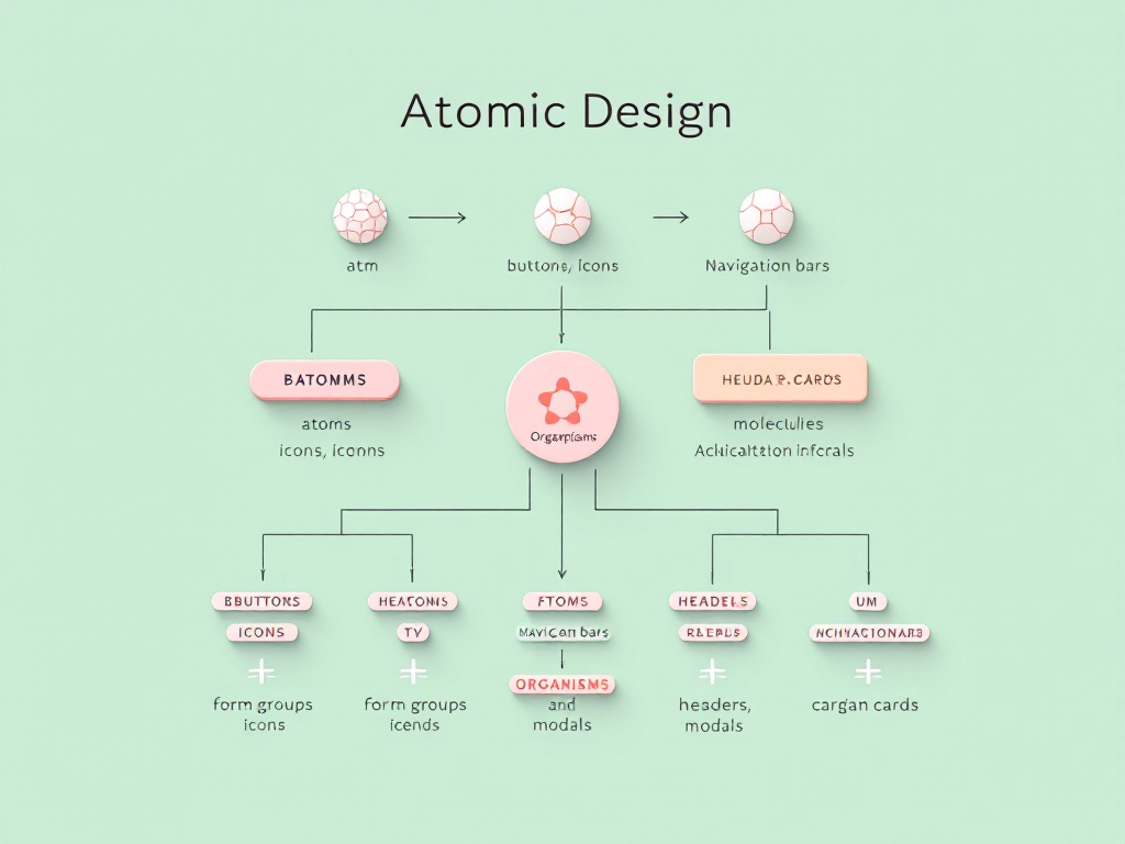 Visualisation de la méthodologie atomic design pour composants mobiles