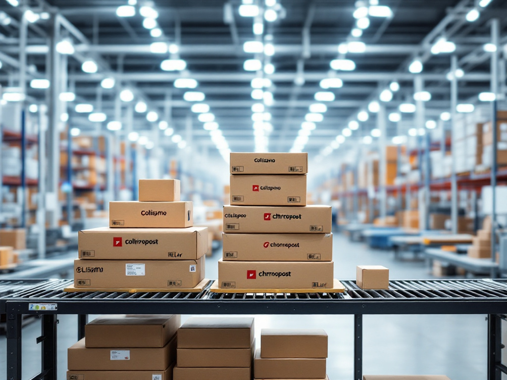 Centre logistique moderne avec colis des principaux transporteurs français